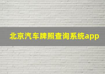 北京汽车牌照查询系统app