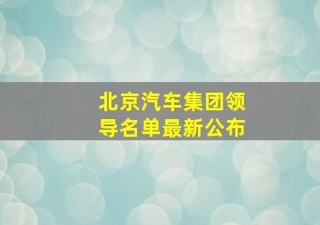 北京汽车集团领导名单最新公布