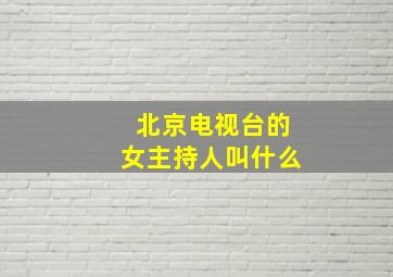 北京电视台的女主持人叫什么