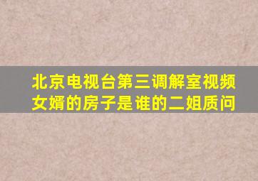 北京电视台第三调解室视频女婿的房子是谁的二姐质问