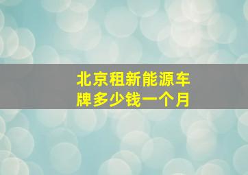 北京租新能源车牌多少钱一个月