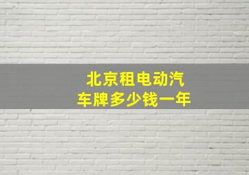 北京租电动汽车牌多少钱一年