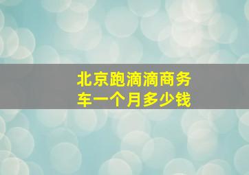 北京跑滴滴商务车一个月多少钱