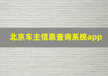 北京车主信息查询系统app