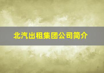 北汽出租集团公司简介