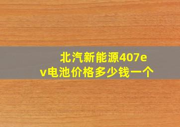 北汽新能源407ev电池价格多少钱一个