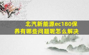 北汽新能源ec180保养有哪些问题呢怎么解决