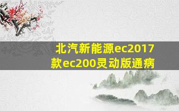 北汽新能源ec2017款ec200灵动版通病