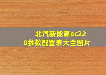 北汽新能源ec220参数配置表大全图片