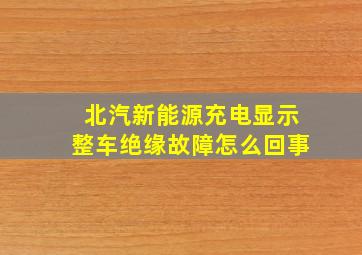 北汽新能源充电显示整车绝缘故障怎么回事