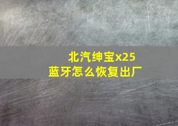 北汽绅宝x25蓝牙怎么恢复出厂