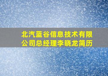 北汽蓝谷信息技术有限公司总经理李晓龙简历