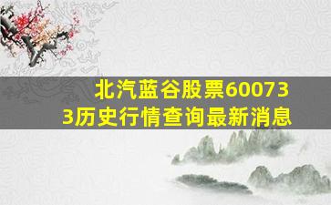 北汽蓝谷股票600733历史行情查询最新消息