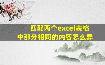 匹配两个excel表格中部分相同的内容怎么弄