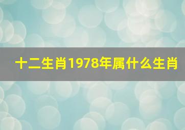 十二生肖1978年属什么生肖