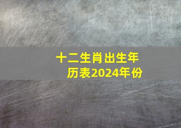 十二生肖出生年历表2024年份