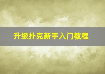 升级扑克新手入门教程