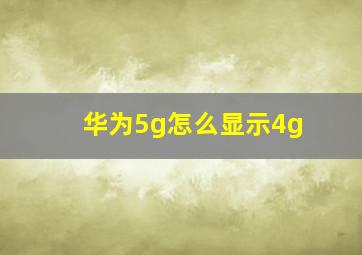 华为5g怎么显示4g