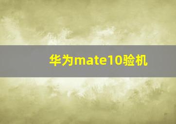 华为mate10验机