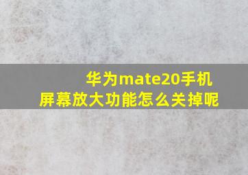 华为mate20手机屏幕放大功能怎么关掉呢