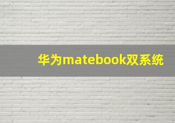 华为matebook双系统