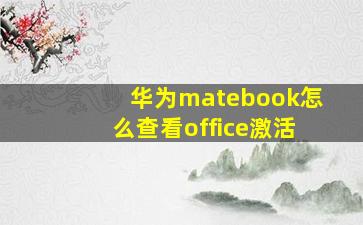 华为matebook怎么查看office激活