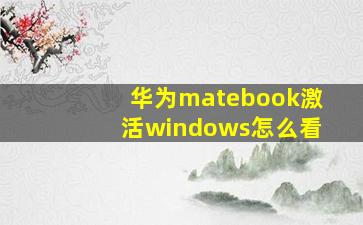 华为matebook激活windows怎么看