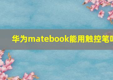 华为matebook能用触控笔吗