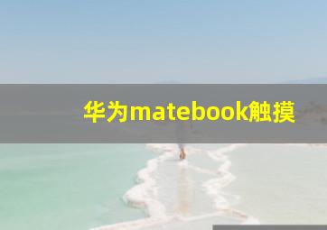 华为matebook触摸