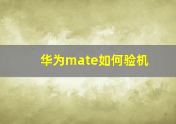 华为mate如何验机