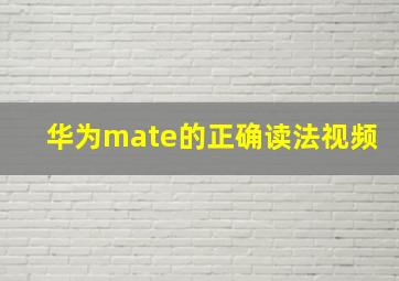 华为mate的正确读法视频