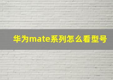 华为mate系列怎么看型号