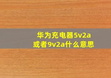 华为充电器5v2a或者9v2a什么意思