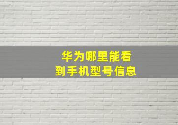 华为哪里能看到手机型号信息