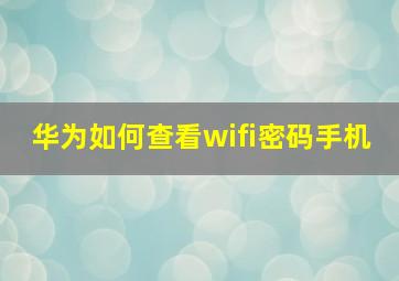 华为如何查看wifi密码手机