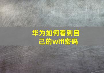 华为如何看到自己的wifi密码