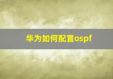 华为如何配置ospf