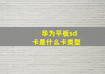 华为平板sd卡是什么卡类型