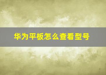 华为平板怎么查看型号