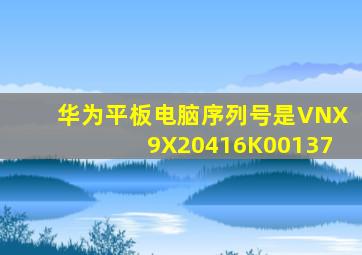 华为平板电脑序列号是VNX9X20416K00137