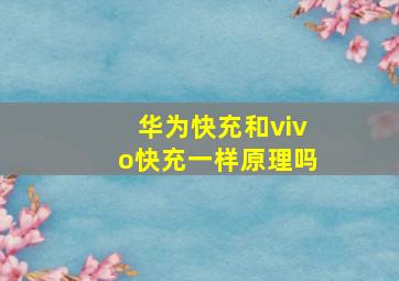 华为快充和vivo快充一样原理吗