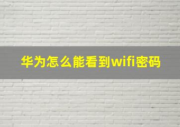 华为怎么能看到wifi密码