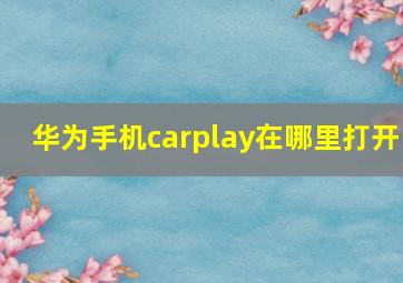 华为手机carplay在哪里打开