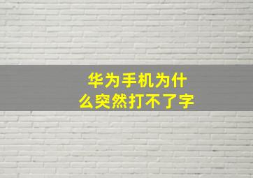 华为手机为什么突然打不了字