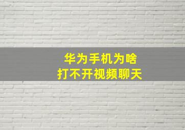 华为手机为啥打不开视频聊天