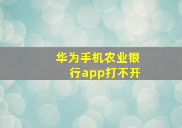 华为手机农业银行app打不开