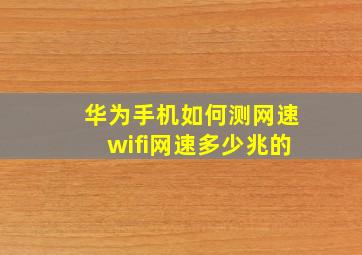 华为手机如何测网速wifi网速多少兆的