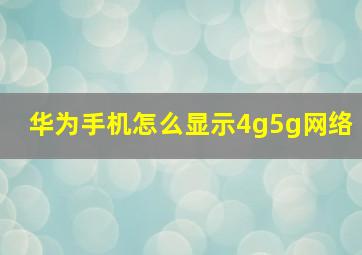 华为手机怎么显示4g5g网络