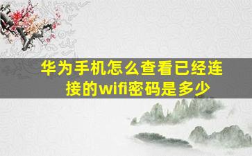 华为手机怎么查看已经连接的wifi密码是多少