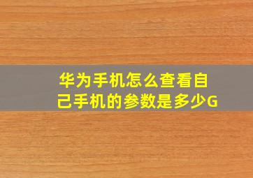 华为手机怎么查看自己手机的参数是多少G